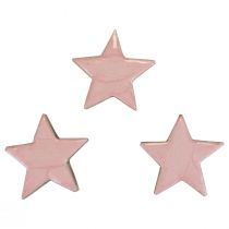 Artículo Estrellas de madera decoración estrellas decoración navideña rosa brillo Ø5cm 8 piezas