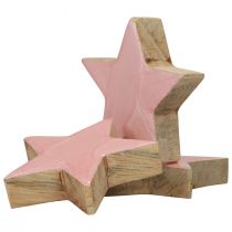 Artículo Estrellas de madera decoración estrellas decoración navideña rosa brillo Ø5cm 8 piezas