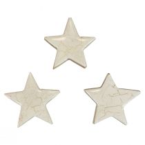 Artículo Estrellas de madera estrellas decorativas oro blanco madera craquelada Ø5cm 8ud