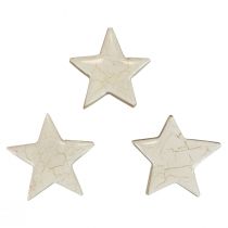Artículo Estrellas de madera estrellas decorativas oro blanco madera craquelada Ø5cm 8 piezas