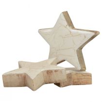 Artículo Estrellas de madera estrellas decorativas oro blanco madera craquelada Ø5cm 8 piezas