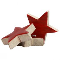 Artículo Estrellas de madera estrellas decorativas decoración dispersa roja efecto brillante Ø5cm 12ud