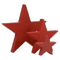 Artículo Decoración de estrellas de madera decoración dispersa Navidad rojo 3/5/7cm 29ud