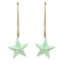 Estrellas de madera para colgar Verde claro 7,5cm 4pzs