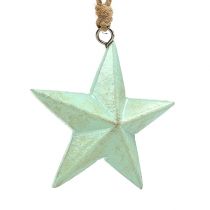 Artículo Estrellas de madera para colgar Verde claro 7,5cm 4pzs