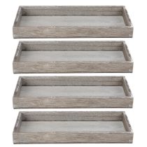 Artículo Bandeja rectangular de madera, ideal para decorar balcones y espacios de estar, 30cm, 4 piezas