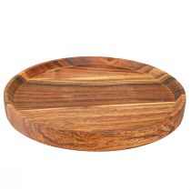 Artículo Bandeja de madera plato de madera acacia aceitado natural Ø25cm H2.5cm