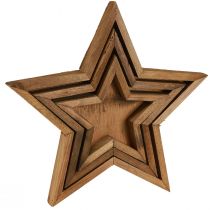 Artículo Bandeja de madera con decoración de estrellas en color marrón Ø38/29/22cm Juego de 3