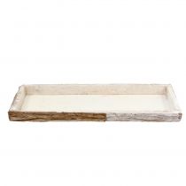 Artículo Bandeja de madera con corteza natural blanqueada 59×20cm 2ud