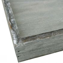 Artículo Bandeja madera cuadrada gris, bandeja decorativa lavada en blanco 19×19cm 2uds