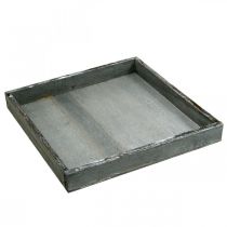 Artículo Bandeja madera cuadrada gris, blanca decoración mesa shabby chic 24,5×24,5cm