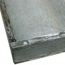 Artículo Bandeja de madera cuadrada gris, blanca decoración de mesa shabby chic 24,5×24,5cm 2uds