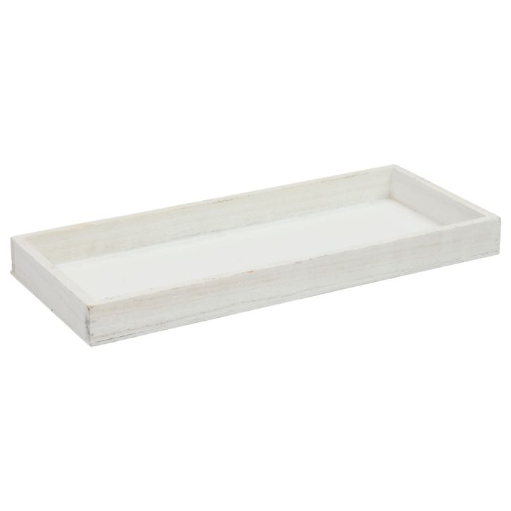 Bandeja de madera bandeja decorativa blanca madera shabby chic 35×15×3cm
