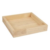 Bandeja de madera bandeja decorativa madera cuadrada natural 25×25×3.5cm