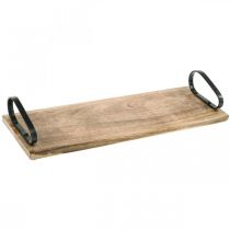 Artículo Bandeja de madera, bandeja decorativa con asas de metal, decoración de mesa L44cm