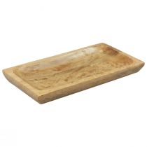 Artículo Bandeja de madera rectangular madera de mango natural 25x13x2,5cm