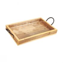 Artículo Bandeja de madera con asas bandeja decorativa negro natural 35×22,5cm