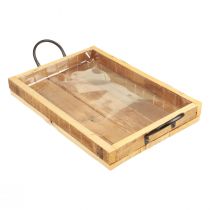 Artículo Bandeja de madera con asas bandeja decorativa negro natural 35×22,5cm