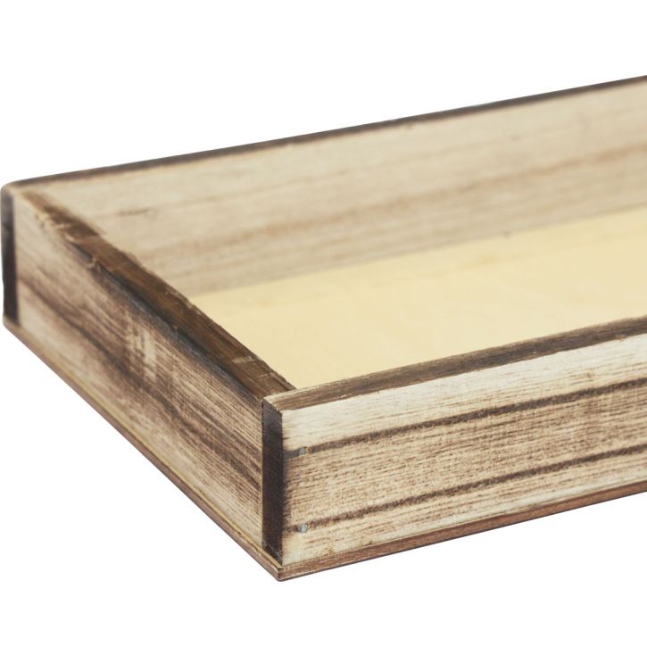 Artículo Bandeja de madera flameada, bandeja decorativa, decoración rústica para mesa, 24×12×3cm