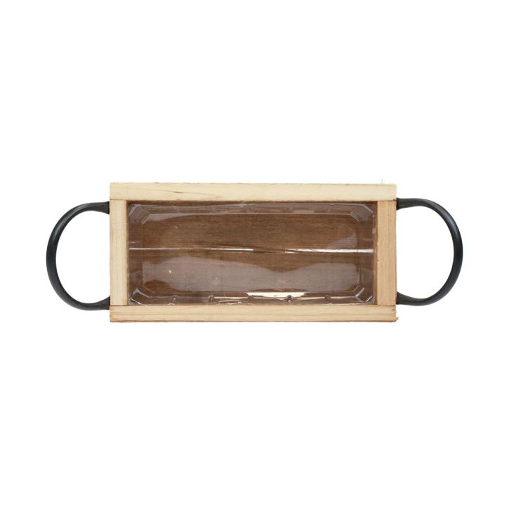 Artículo Bandeja de madera con asas bandeja decorativa negro natural 25×12,5×5cm