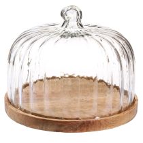 Artículo Plato de madera con cúpula de queso plato decorativo madera Ø29cm H22cm