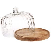 Artículo Plato de madera con cúpula de queso plato decorativo madera Ø29cm H22cm
