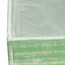 Jardinera madera verde claro blanqueado 10 × 10cm / 14 × 14cm juego de 2