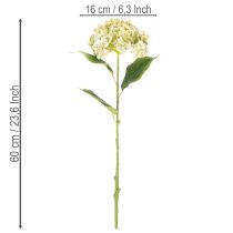 Artículo Flor de hortensia artificial con tallo largo y hojas, 60 cm.