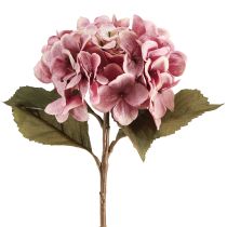 Artículo Hortensia artificial realista de seda con flores rosas de 52 cm.