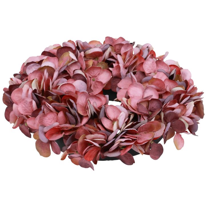 Flores artificiales decoración corona de hortensias artificial rosa viejo Ø26cm