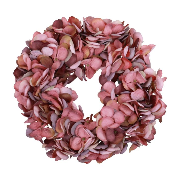 Flores artificiales decoración corona de hortensias artificial rosa viejo Ø26cm
