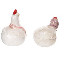 Artículo Figuritas de pollo de cerámica para la sala de estar, linda decoración de mesa de Pascua para el hogar, 11 cm, 2 piezas