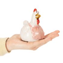 Artículo Figuras de pollo de cerámica para la sala de estar, linda decoración de mesa de Pascua para el hogar, 11 cm, 2 piezas