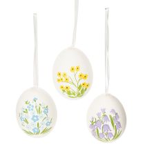 Artículo Huevos de Pascua con delicados motivos florales para la decoración festiva de Pascua en el salón, 6 cm, 6 piezas