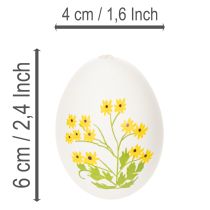 Artículo Huevos de Pascua con delicados motivos florales para la decoración festiva de Pascua en el salón, 6 cm, 6 piezas