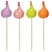 Artículo Estacas decorativas de pollo para arreglos florales de primavera y decoración de mesas, 7,5 cm, 4 piezas