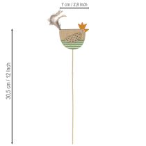 Artículo Estacas de pollo con diseño de Pascua para una alegre decoración primaveral, 7 cm, 12 piezas