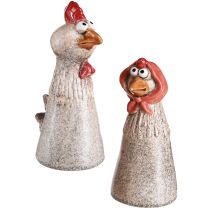 Artículo Pollos decorativos de cerámica Gallo y gallina de Pascua Al. 20/22 cm 2 piezas