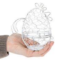 Artículo Cesta de alambre con forma de pollito para huevos de Pascua. Un complemento encantador para la decoración de Pascua. 14 cm.
