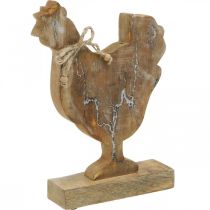 Artículo Pollo de madera, decoración de primavera, figura de Pascua natural, blanqueada Al. 26 cm