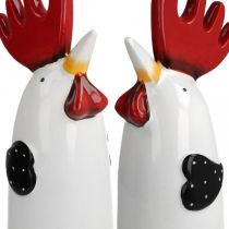 Artículo Gallo de Cerámica Decoración Cocina Pollo Blanco H23cm 2pcs