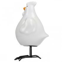 Artículo Gallina decorativa con huevo dorado, figura de Pascua porcelana, decoración Pascua gallina H12cm 2pcs
