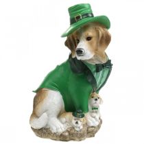 Beagle con sombrero Día de San Patricio Perro con traje Decoración de jardín Hound H24.5cm