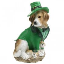 Artículo Beagle con sombrero Día de San Patricio Perro con traje Decoración de jardín Hound H24.5cm