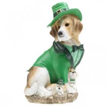 Artículo Beagle con sombrero Día de San Patricio Perro con traje Decoración de jardín Hound H24.5cm