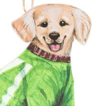 Artículo Adorno navideño de perro, adorno colgante decorativo, perro con bufanda y gorro, 12 cm, 2 piezas