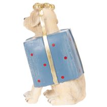 Artículo Figura decorativa de perro, cachorro sentado, en caja de regalo, 20 cm.