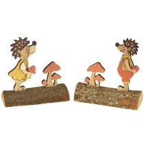 Artículo Figura de otoño de erizo con setas, erizo de madera amarillo/naranja (alto 11 cm), juego de 6