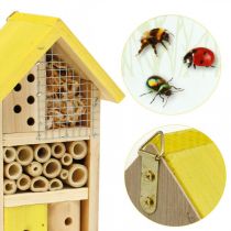 Caja nido para jardín de insectos de madera amarilla para hotel de insectos Al 26cm
