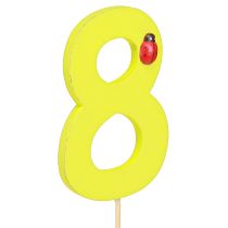 Artículo Número de aniversario &quot;8&quot; tapón numérico de colores madera 7,5 cm 16 piezas
